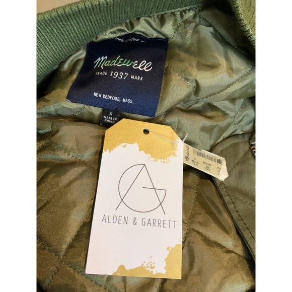 Madewell Army Green Bomber Zip-Up Jacket, Size Small, NWT! - Picture 5 of 5